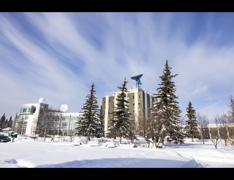 The Elvey Building, right, at the University of Alaska Fairbanks houses the Geophysical Detection of Nuclear Proliferation University Affiliated Research Center. Photo by JR Ancheta.