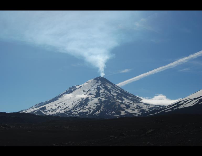 Degassing is seen on Pavlof Volcano in July 2017. Photo by Taryn Lopez.