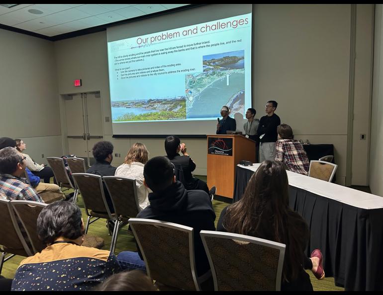 Students from several Alaska communities, most of them remote and off the state's road system, presented their seismology research Wednesday. Photo by Rod Boyce
