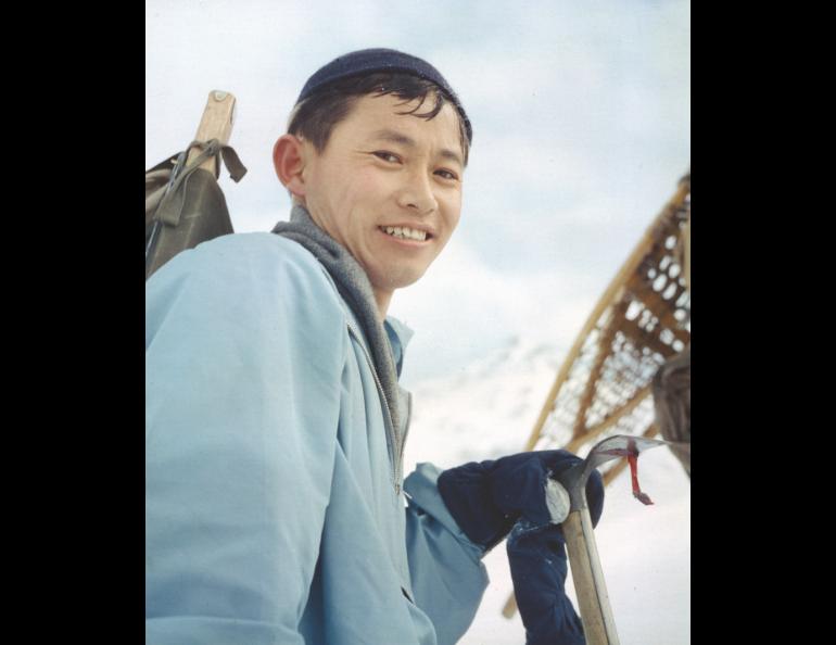 Syun-Ichi Akasofu pauses on a mountaineering trip to the Alaska Range shortly after he arrived in Alaska. Photo courtesy Syun-Ichi Akasofu.