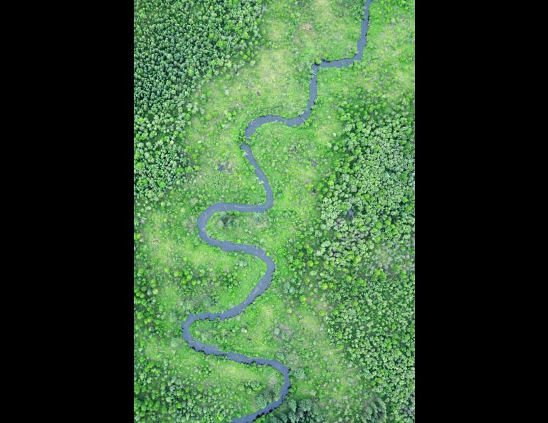 An aerial view of a river. 