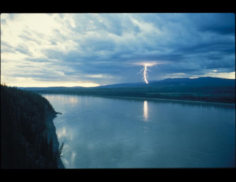 Lightning strikes somewhere in the Ray Mountains north of the Yukon River.