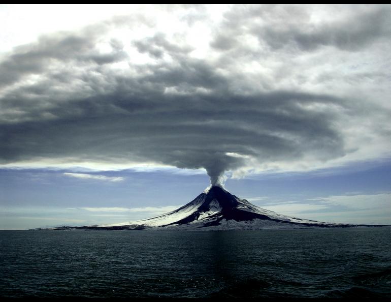 Augustine Volcano during its 2005-2006 eruption. Cyrus Read, Alaska Volcano Observatory/USGS.