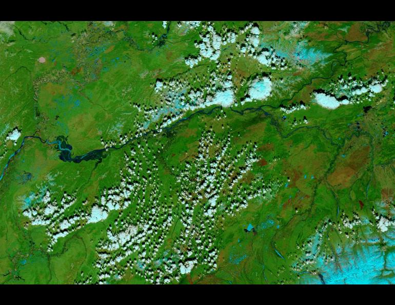NASA's Terra satellite captured this image of the Yukon River flood from 443 miles overhead on May 28, 2013. Image courtesy of NASA.