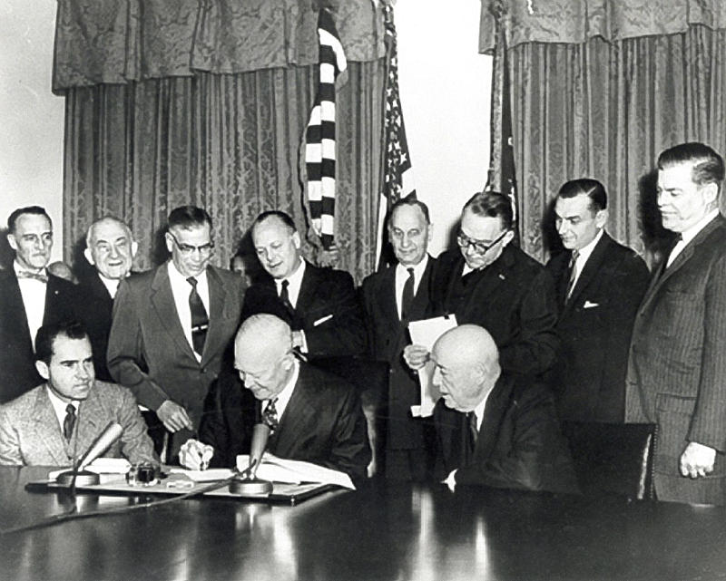 Dwight D. Eisenhower signing Alaska's proclamation for statehood
