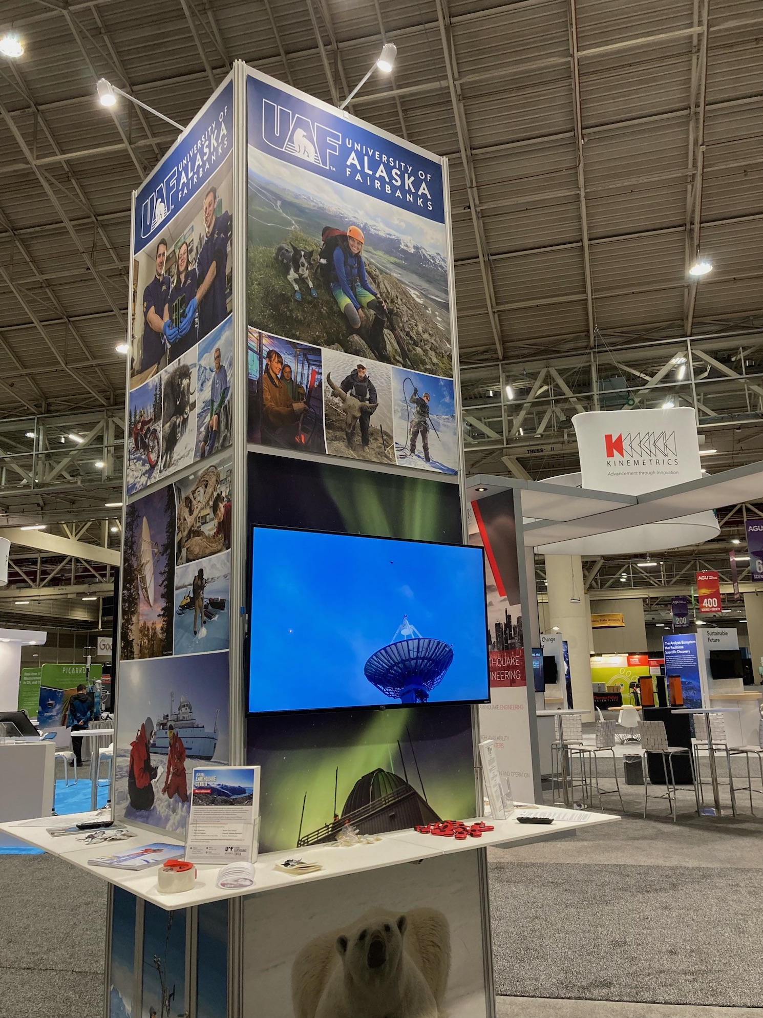 UAF exhibit booth tower at the AGU Fall Meeting 2021