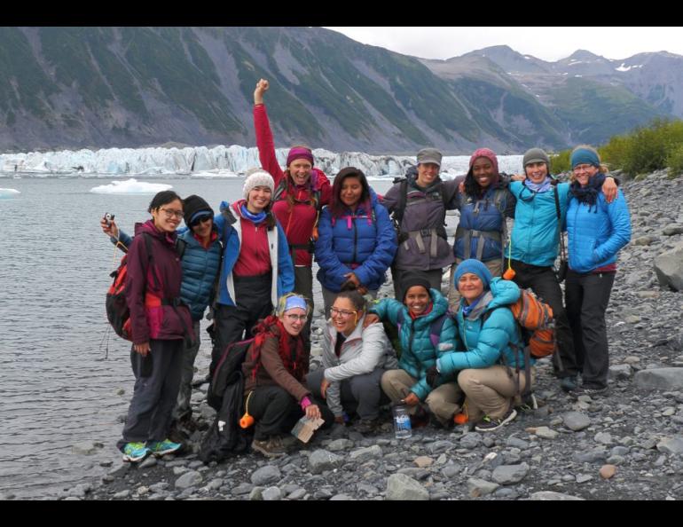 The first Girls in Icy Fjords team gathers for a photo in 2017. Photo by Erin Pettit