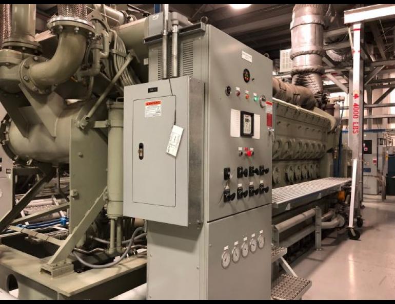 The High-frequency Active Auroral Research Program facility in Gakona used one of its five generators like this one to help power the Copper Valley in late November. Photo by Jessica Matthews.
