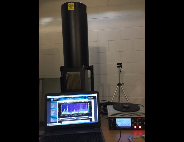 A computer displays lidar instrument data in the Geophysical Institute’s Atmospheric Sciences Laboratory. Photo by Javier Fochesatto.