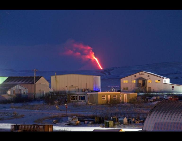 Shishaldin volcano erupts, as seen from Cold Bay, Alaska, U.S, January 6, 2020. Photo by Aaron Merculief.