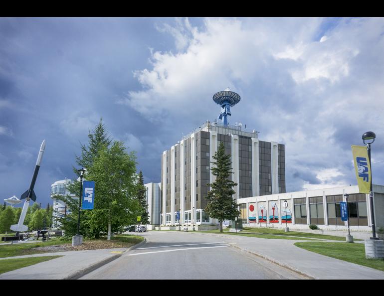 The Elvey building on the University of Alaska Fairbanks campus, home to the Geophysical Institute. GI photo by LJ Evans. 