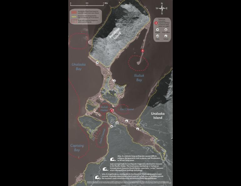 Unalaska inundation map from the Alaska Earthquake Center.