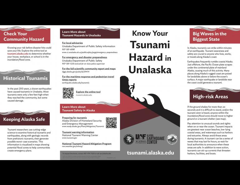 Unalaska tsunami awareness brochure the Alaska Earthquake Center.