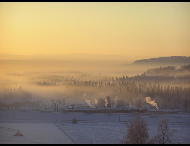 Ice fog blankets Fairbanks. Debbie Dean file photo, University of Alaska Fairbanks.