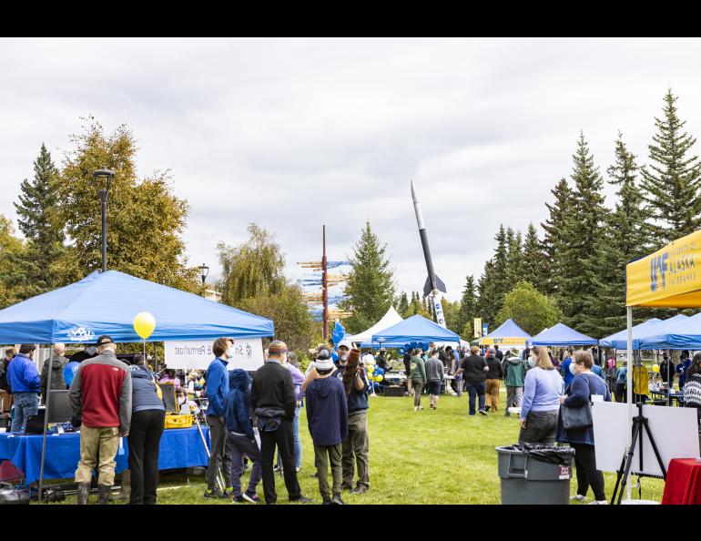 The GI's 75th anniversary celebration took place on the West Ridge Plaza in front of the Elvey Building. UAF photo by JR Ancheta.
