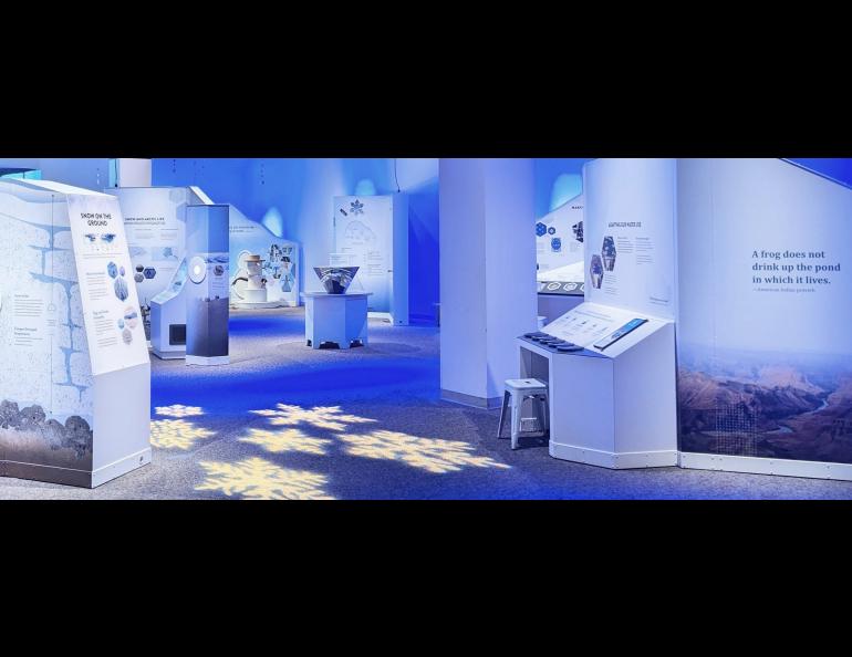 In the "Snow" exhibition, visitors learn about different types of snow and snowpack, the study of snowflakes, the importance of snow in Arctic cultures, our reliance on snow for usable water, and snow's role in cooling our planet. Photo by Molly Schmitz