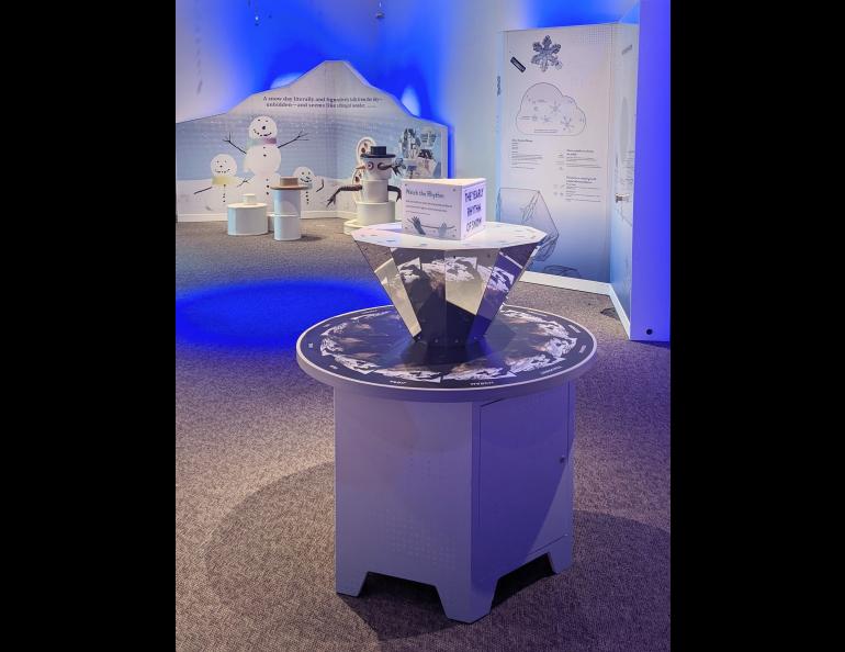 Visitors can spin this praxinoscope to see how snow cover expands and contracts seasonally. Photo by Molly Schmitz