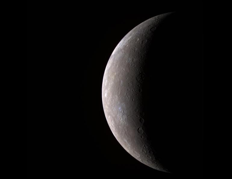 This color image of Mercury was generated from three Messenger images taken through filters sensitive to light in different wavelengths. Credit: NASA/Johns Hopkins University Applied Physics Laboratory/Carnegie Institution of Washington