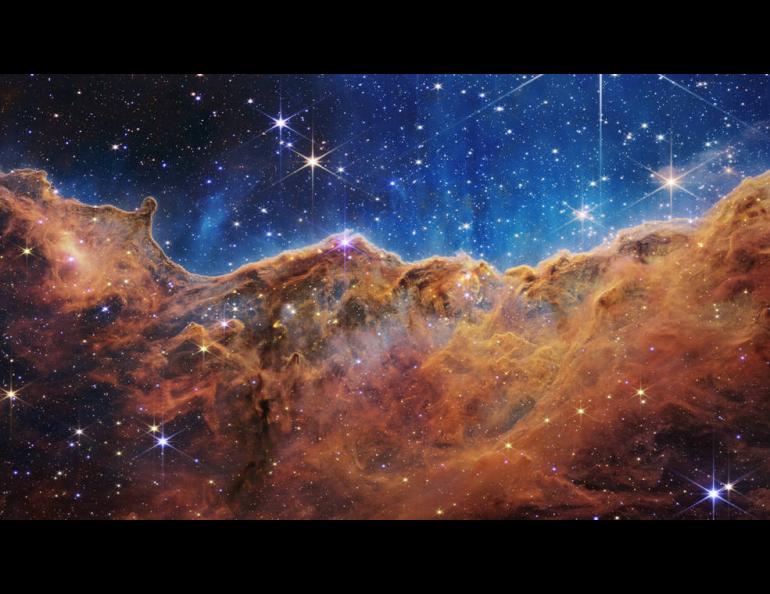 The Carina Nebula, captured by the James Webb Space Telescope. Image courtesy NASA, ESA, CSA, and STScI.