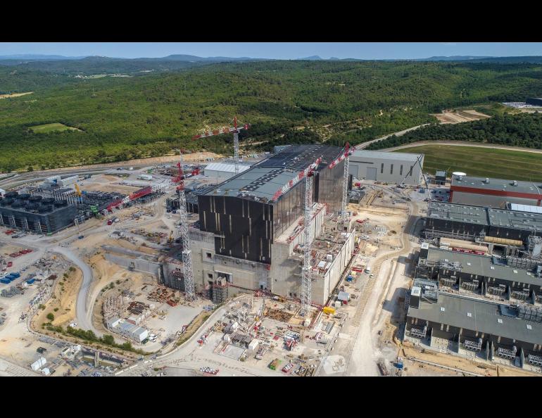 Construction proceeds on the International Thermonuclear Experimental Reactor in southern France in this April 2022 photograph. Photo by ITER Organization
