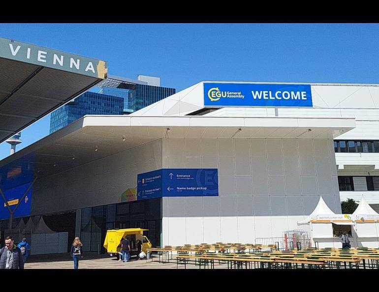 The venue of the European Geosciences Union annual meeting in Vienna, Austria, is shown prior to the start of this week’s meeting. Photo courtesy EGU.