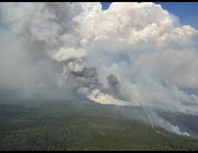  The Pogo Mine Road Fire burns on Saturday, Aug. 5, 2023. Photo by Duane Morris/Alaska Division of Forestry