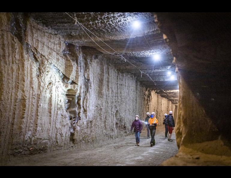 Students explore the Cold Regions Research and Engineering Laboratory's Permafrost Tunnel in Fox, Alaska. Several University of Alaska Fairbanks scientists use the tunnel for research projects. UAF photo by Leif Van Cise
