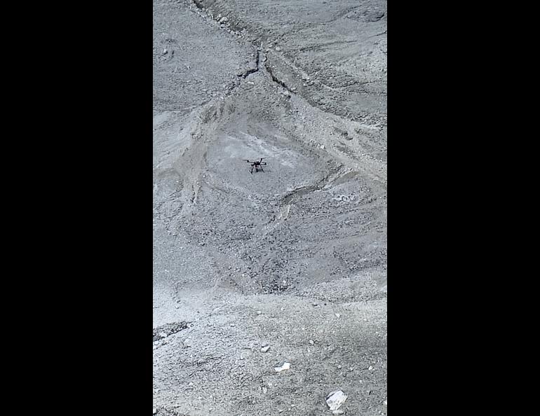 The Alta X drone, which carried science instruments, sits in the Poás volcano crater in early March. Photo courtesy of ACUASI