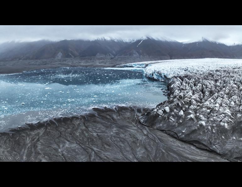 The terminus of the Recherchebreen glacier retreats in an ocean arm in Norway’s Svalbard archipelago. Photo courtesy of Jan Kavan