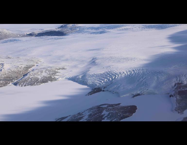 Pressure ridges line the terminus of Jakobshavn Glacier in Greenland. Photo by Amy Jenson