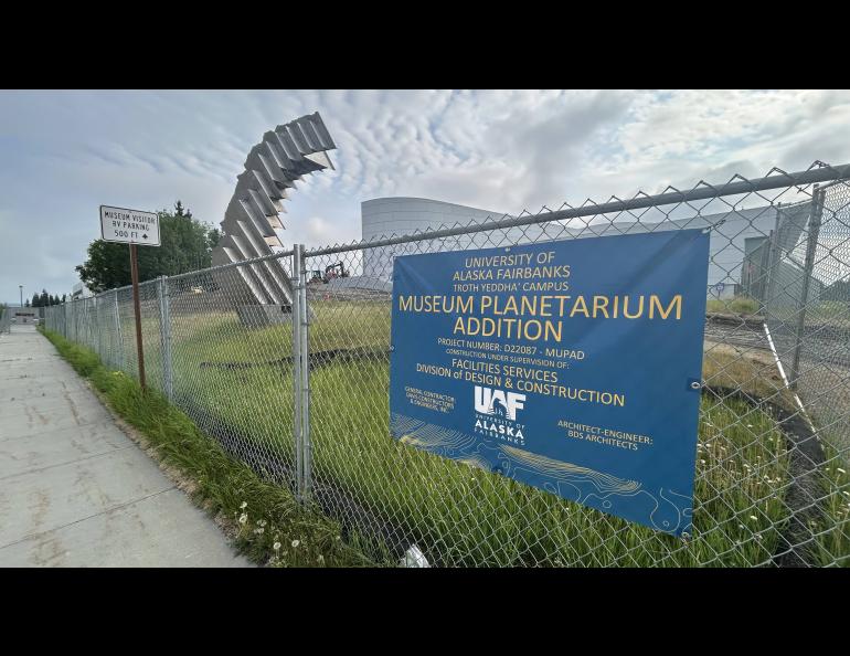 Planetarium construction continues at the west side of the University of Alaska Museum of the North on UAF’s Troth Yeddha’ Campus in Fairbanks. UAF/GI photo by Rod Boyce