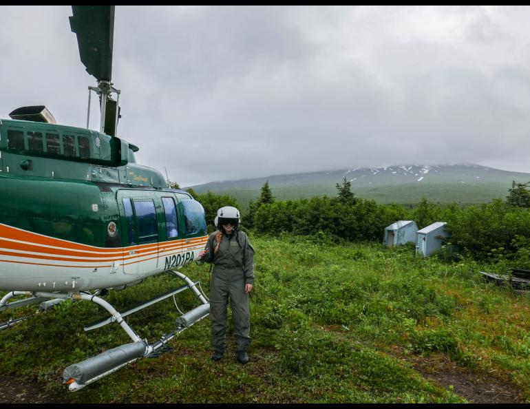 Valerie Wasser visits Augustine Volcano for fieldwork in 2018. Photo courtesy of Valerie Wasser