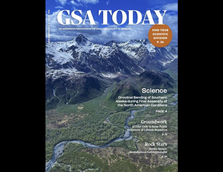 The November 2025 cover of the Geological Society of America’s magazine features research by UAF professor Sean Regan and colleagues.