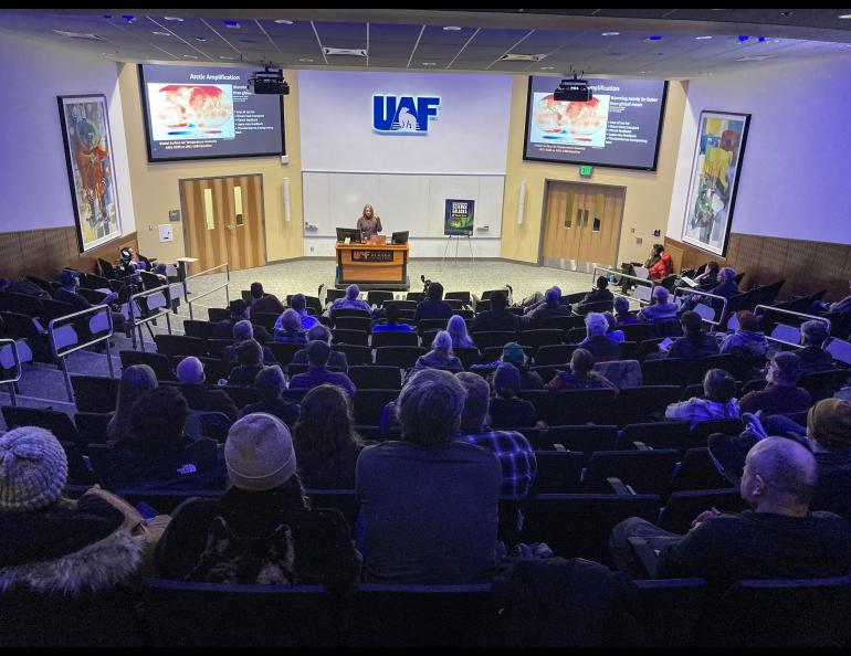 Graduate student researcher Emily Graham presents her research during the 2025 lecture series. Photo by LJ Evans