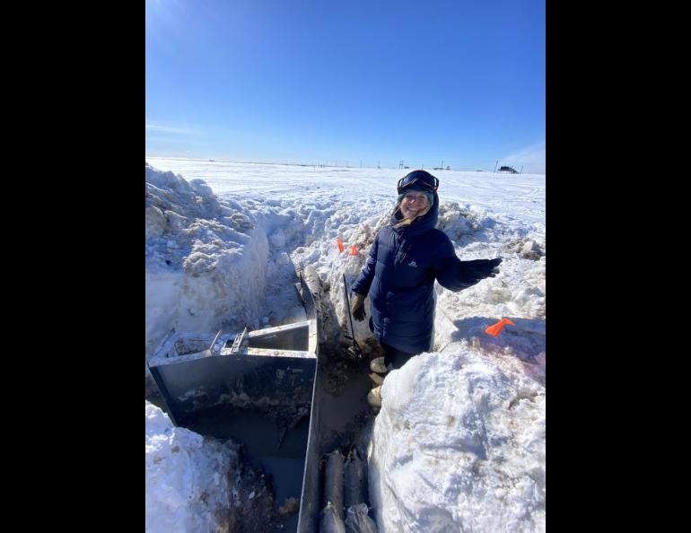 Anika Pinzner working on the Flume! Where is the water? Photo courtesy Serina Wesen