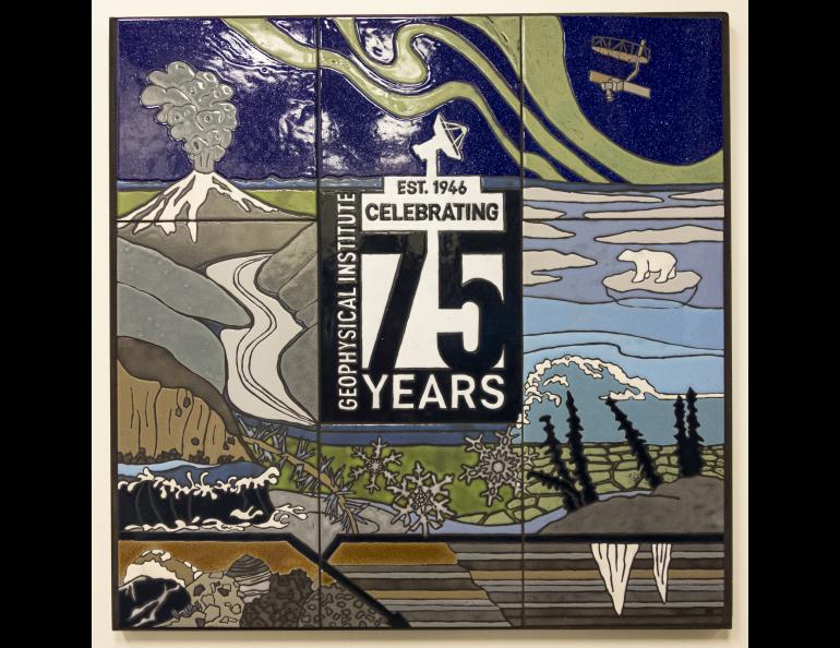 Commemorative tile mural created by Nancy Hausle-Johnson. Photo by LJ Evans