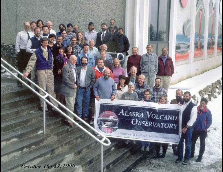 AVO photo in front of Elvey, October 1996. GI photo.