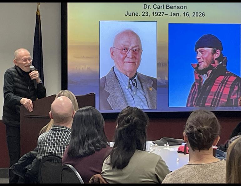 Chuck Deehr remembered his colleague and friend Carl. Photo by Ned Rozell