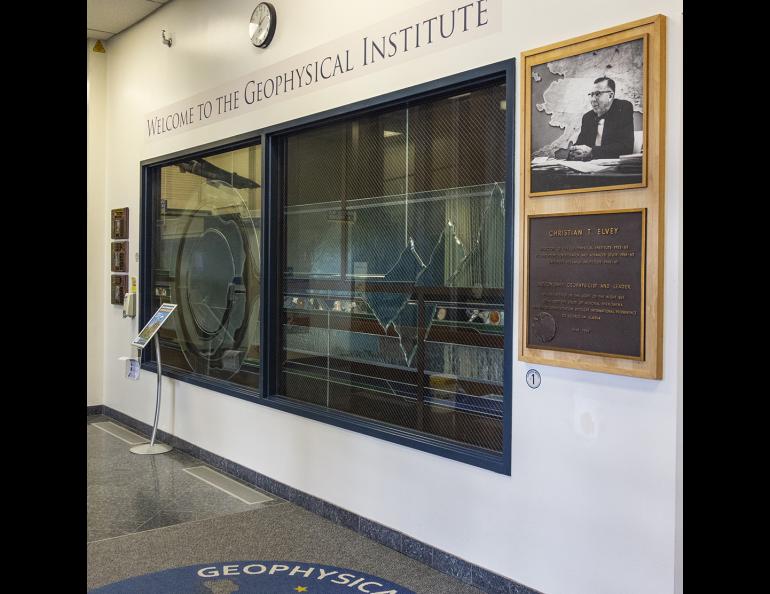 The bronze plaque commemorating C.T. Elvey's contribution to the GI is on display in the building's foyer.