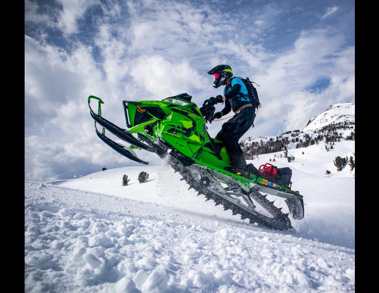 Michael Roddewig riding snowmachines at around 9,000 feet at Black Butte, Montana. Photo courtesy Michael Roddewig