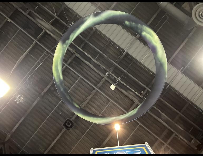 A small motor rotates so in the view from beneath the aurora seems to move. Photo by Rod Boyce