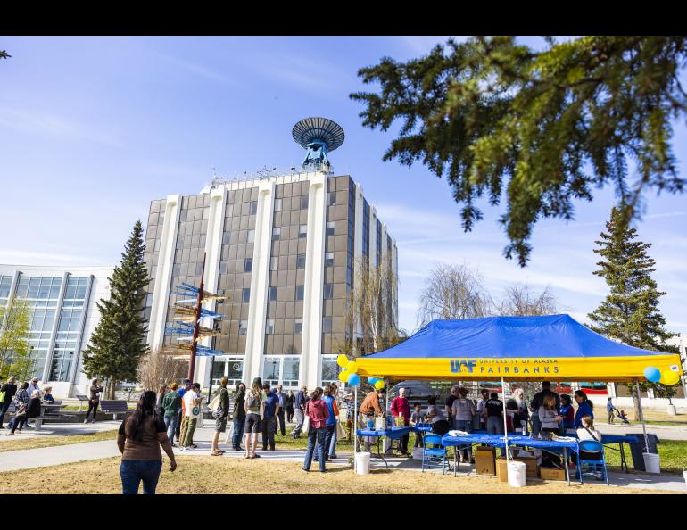 Members of the community visit various research units on the Troth Yeddha' campus during the 2023 Arctic Research Open House. UAF/GI photo by JR Ancheta.