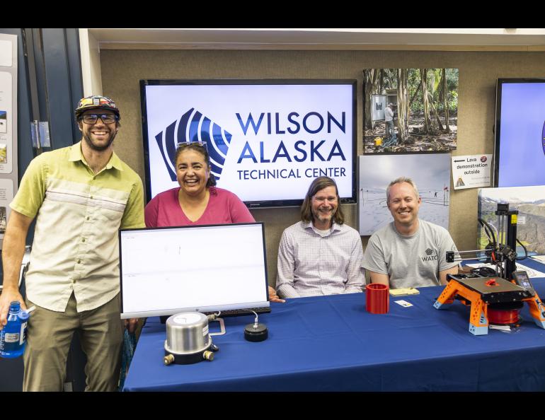 Wilson Alaska Technical Center staff gather for a photo during the 2023 Arctic Research Open House. UAF/GI photo by JR Ancheta. UAF/GI photo by JR Ancheta.