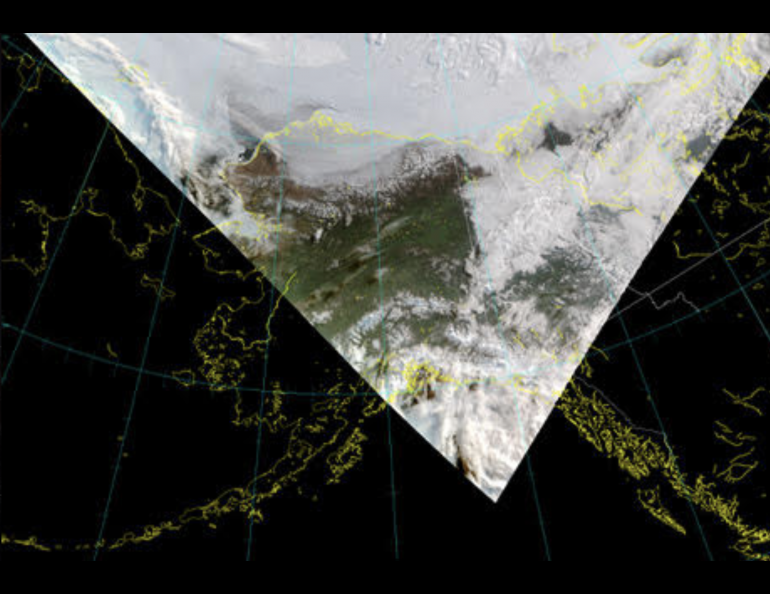 A GINA satellite image shows how much snow is still on the ground in Alaska in June. Photo courtesy Serina Wesen