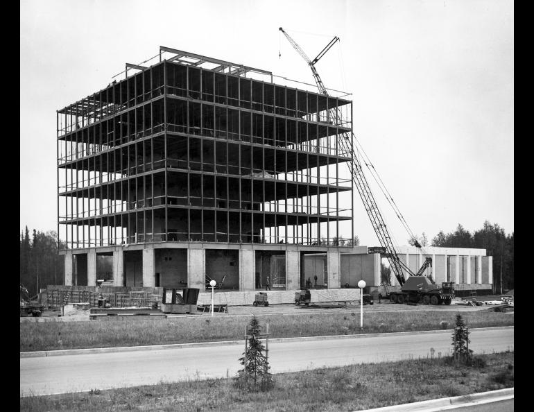 The Elvey Building under construction, circa 1969.
