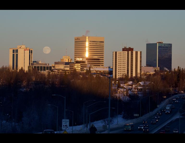 Dan Joling of Anchorage captured this image of the full moon over Alaska’s largest city on Jan. 6, 2023.