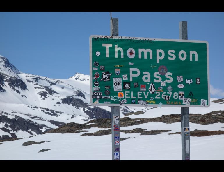 Thompson Pass northeast of Valdez, shown here in April 2017, is one of the snowiest places on the planet. Photo by Ned Rozell.