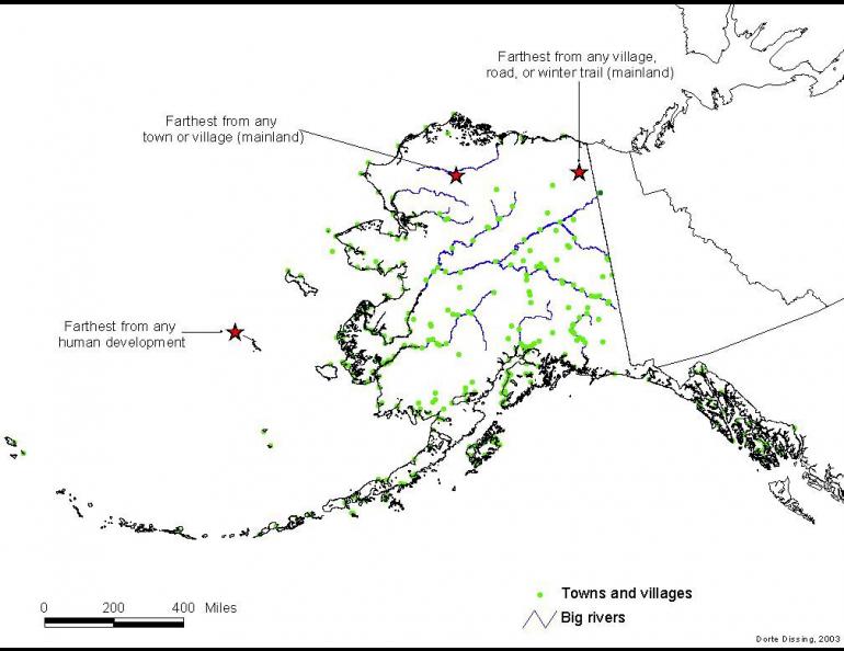  The most remote spots in Alaska. Graphic by Dorte Dissing. 