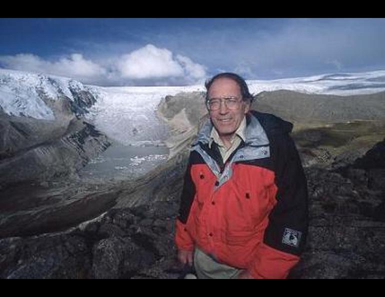 Lonnie Thompson near Peru’s Qori Kalis glacier. Photo by Thomas Nash