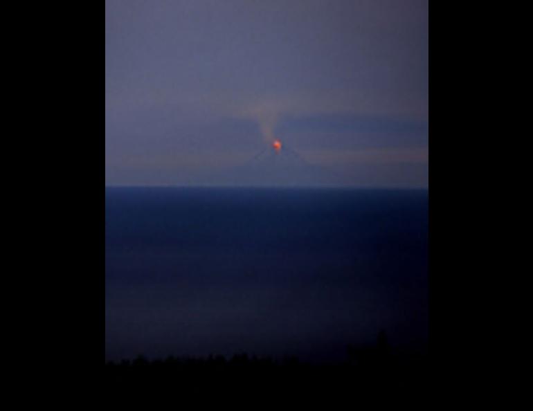 Homer photographer Dennis Anderson took this 10-minute time exposure of Augustine on January 17, 2006. Photo courtesy Dennis Anderson.